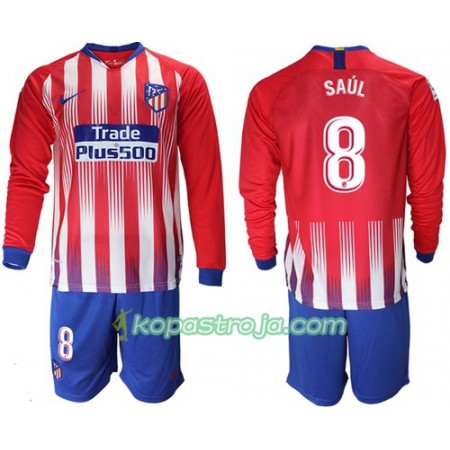 Billiga Fotbollströjor Atlético Madrid Saul 8 Barn Hemma tröja 2018/19 Långärmad